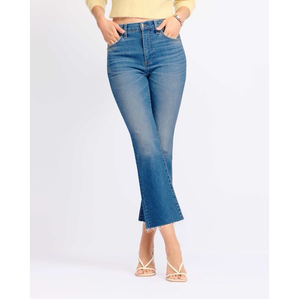 PISTOLA Lennon Jeans Womens 24 High Rise Crop Boot Blue Raw Hem Stretch
